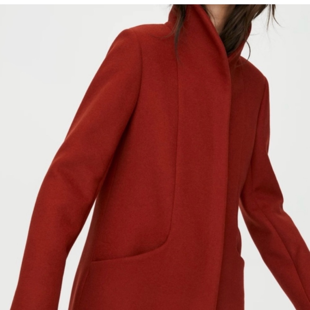 Wilfred Cocoon Coat in deep rust red